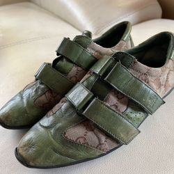Gucci Strap Sneaker Two Tone Color Green Size 37.5 #121830 Women’s Us Size 7