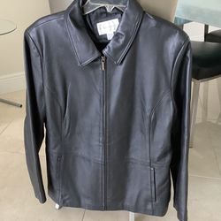 Worthington Genuine Leather Black Zipper Jacket  Excellent Condition Xl 