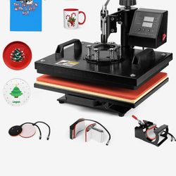 Pro 5 in 1 TUSY Heat Press, Slide Out 12x15 Swing Away Heat Press Machine, Digital Industrial Heat Press Machine for T-Shirts, Hats, Mugs, Plates (12x