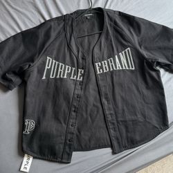 Purple, Short Sleeve Jean Jacket, 