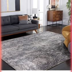 SAFAVIEH Area Rug 8x10 - Lurex Collection - Large - Black & Light Grey, Modern Abstract Design, Non-Shedding & Easy Cleaning, Ideal for Living Room, B
