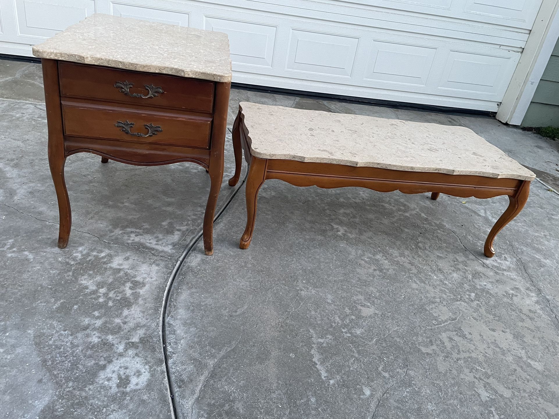 Marble Top Coffee Table And End Table