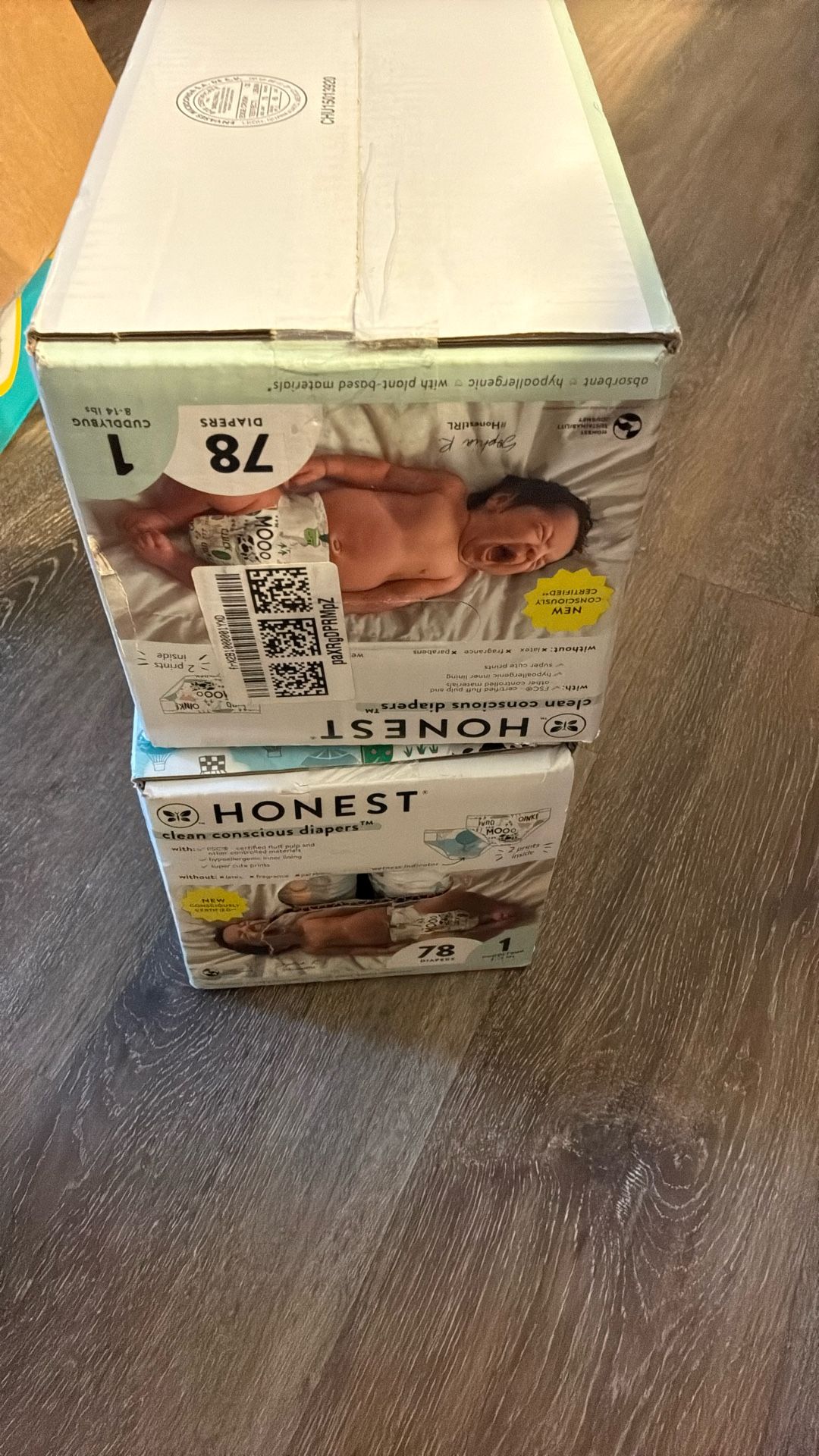 2 Pack Of Honest 78 Count Size 1 Diapers