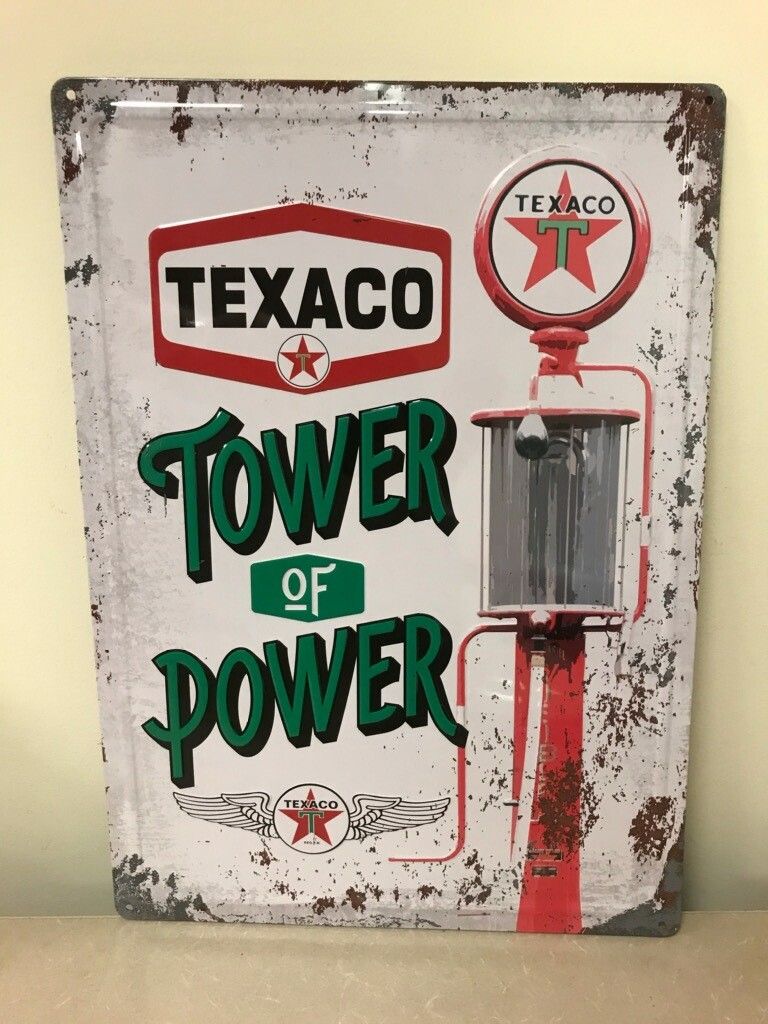 TEXACO NOSTALGIC TOWER OF POWER TIN METAL SIGN