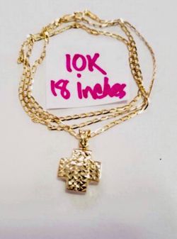 10K Solid Gold Chain and Pendant For Wedding 18 Inches Long