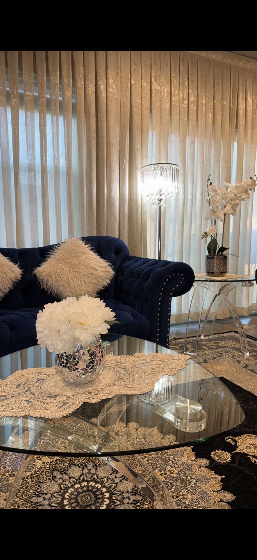 Couch, Used But Good. Dark Blue Color , For 7 People