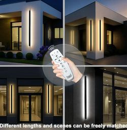 Modern 92.5" LED Outdoor Linear Wall Sconce Complete with Remote Control (Black),BRAND NEW