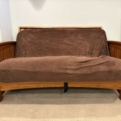 Oak Futon- Frame And Full Size Mattress