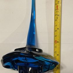 Rare cobalt blue Viking glass rose paperweight 