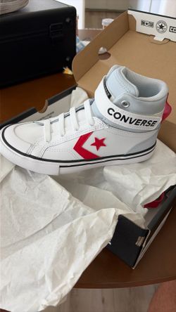 NEW!Converse Pro Blaze Strap High Top Sneakers White Red Youth Size 13.5