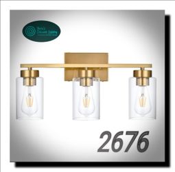 ✨ Modern Brushed Gold Bathroom Vanity Light 3-Light | Clear Glass Wall Fixture | Farmhouse & Modern Mirror Lighting