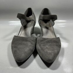 Eileen Fisher Just D’Orsay Suede Pump Women's 7 Gray Ankle Strap Block Heel 
