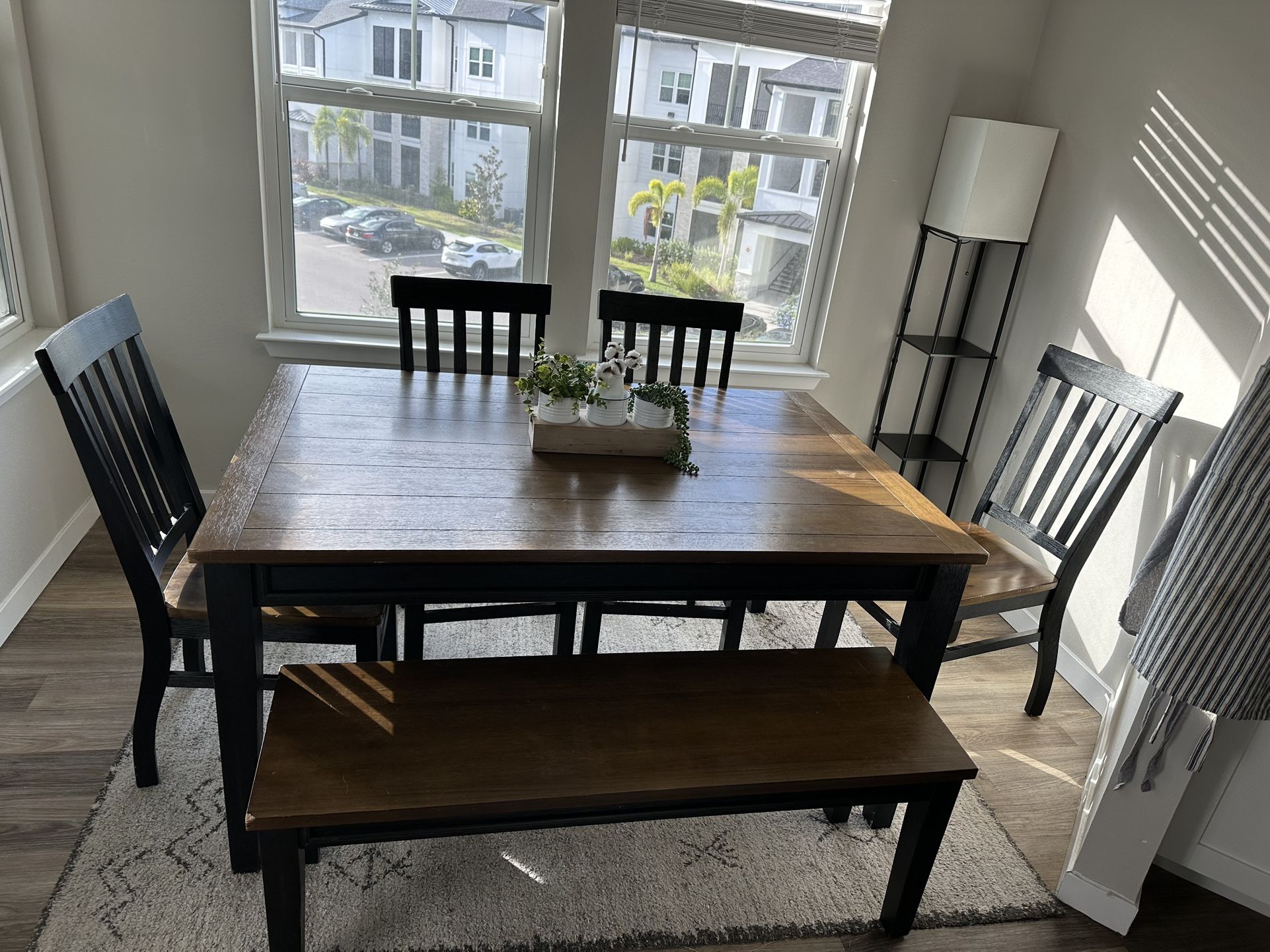 Solid Wood Dining Set – Table, Bench & 4 Chairs - $325 OBO