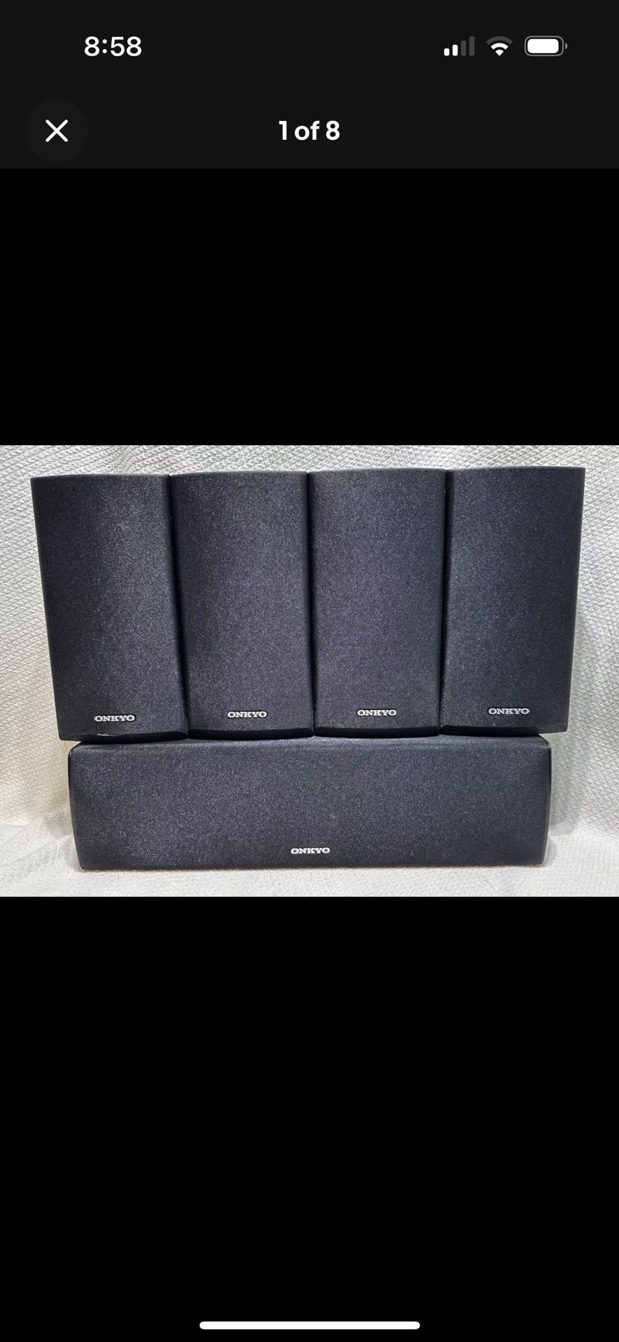 Onkyo Surround Sound Speaker Set Of 5. TESTED & WORKING