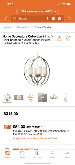 Home Decorators Collection 24 in. 4-Light Brushed Nickel Chandelier with Etched White Glass Shades