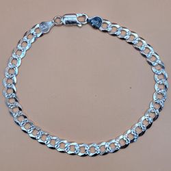 925 Italian Silver Cuban Bracelet Size 8"