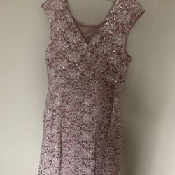 Rose pink, sequin, high-low, party dress size 12