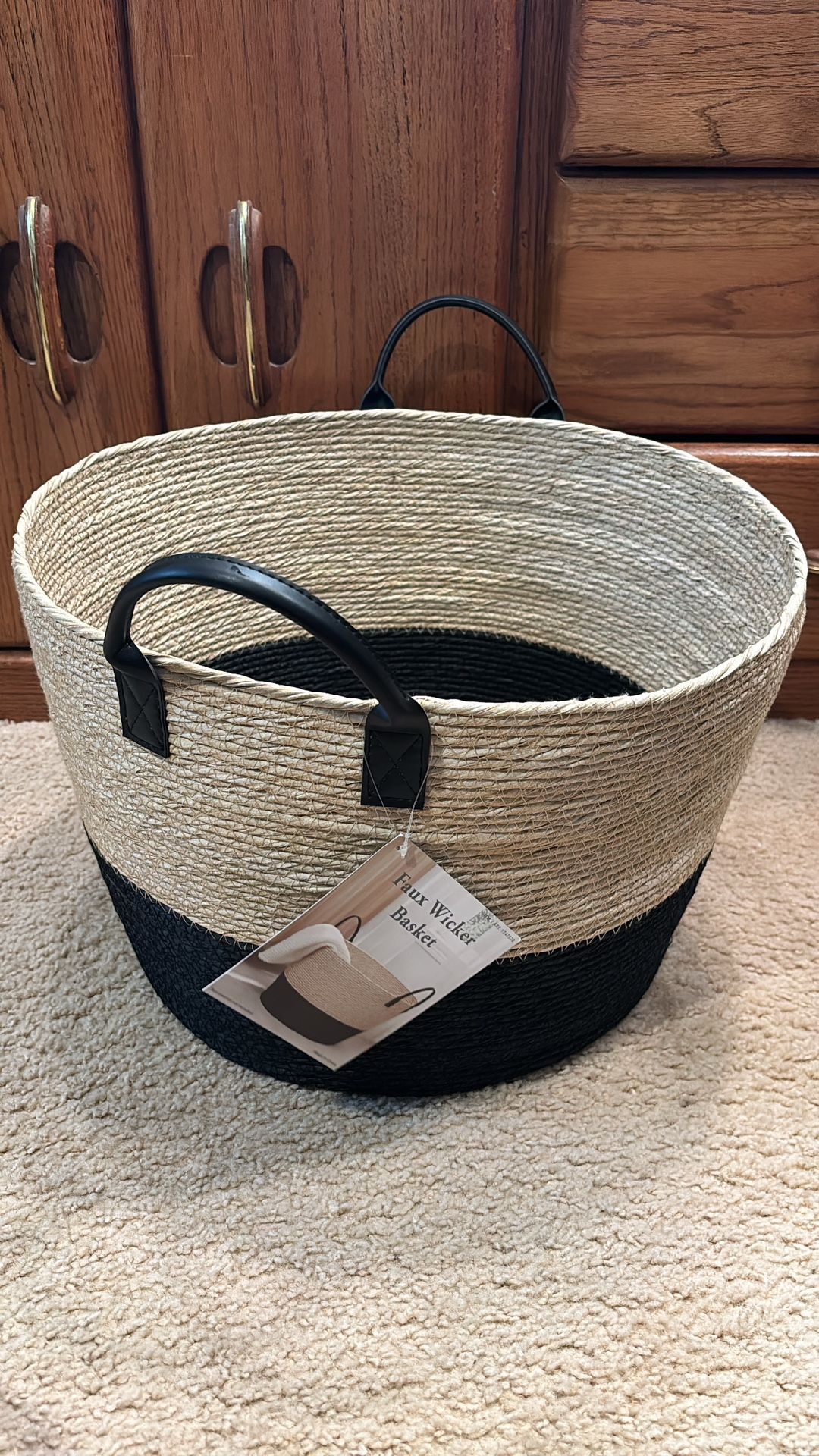 Faux Wicker Basket - Baskets - Wicker Baskets - Containers - Home Goods - Furniture- Drawers - Storage Bins - Bins