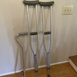 Set If Crutches And Cane