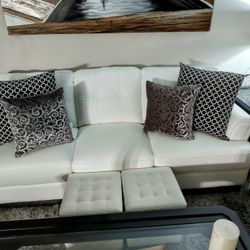 White Premium Leather Chateau D'x Sofa