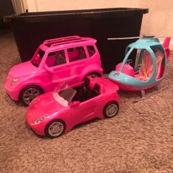 Barbie Vehicle Bundle – SUV, Convertible, & Helicopter