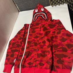 red bathing ape zip up