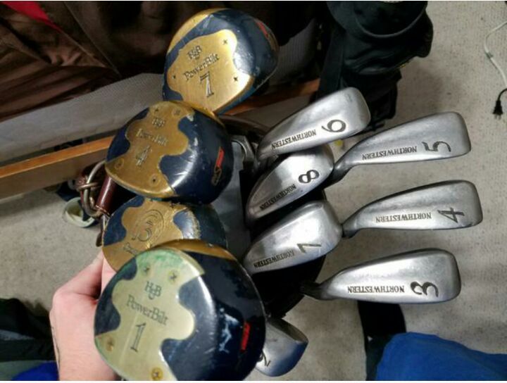 Vintage Ajay Golf Bag W/Golf Clubs