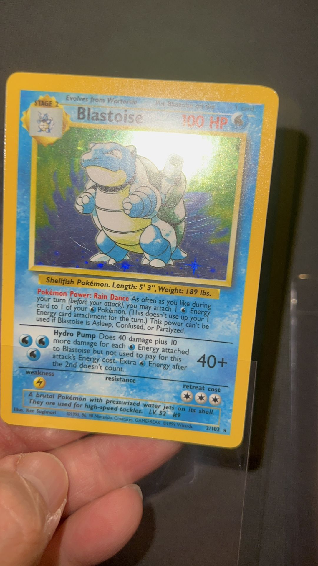 Pokemon Cards Base Set Blastoise No Stage Error