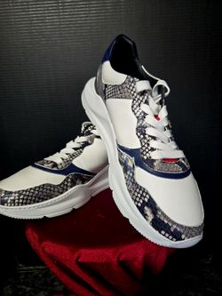 Cavalli Class by Roberto Cavalli Python-Embossed Low-Top Sneakers Men's Size 10
