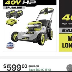 RYOBI 40V HP Brushless 21 in. Cordless Battery Walk Behind Dual-Blade Self- Propelled Mower with (2) 6.0 Ah