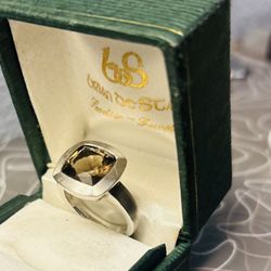Vintage Antique Sterling Silver 925 Smoky Quartz Ring Size 6