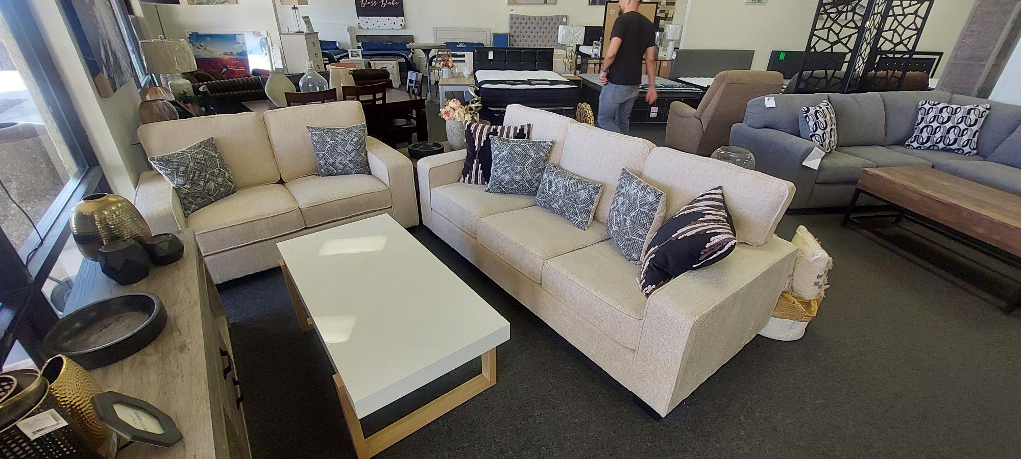 Beige Sofa And Loveseat 