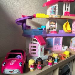 Little People Barbie House + Car Toys for Little Girls Toddlers & Kids