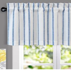 DriftAway Farmhouse Linen Lined Valance Double Layer Thermal Insulated Room Darkening Blackout Window Valances 3 Inch Rod Pocket Vertical Striped Kitc