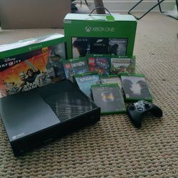Xbox One (Box, Cords, Controller, and Eight Games)