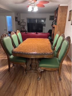 Authentic Vintage Solid Wood Dining Table Set