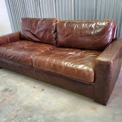 Restoration Hardware Maxwell Leather Sofa Couch
