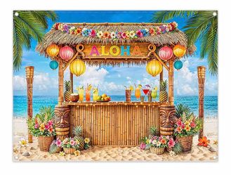 7x5ft Fabric Aloha Summer Hawaiian Beach Photography Backdrop