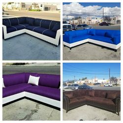 Brand NEW 7X9FT SECTIONAL Sofa BLACK, SEA BLUE,  PURPLE, DARK BROWN COMBO  FABRIC SECTIONAL COUCH Sofa