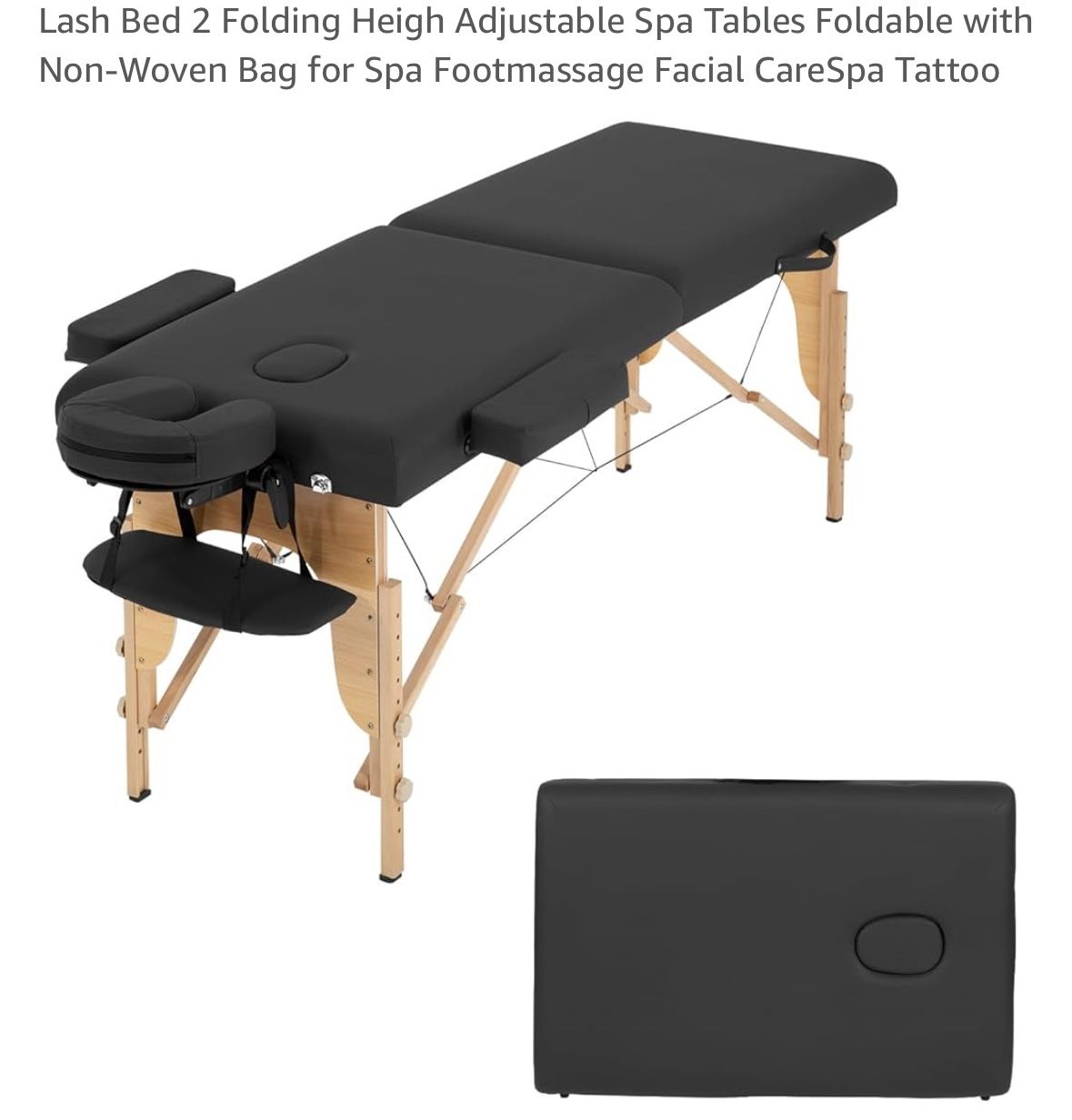 Portable 24 Inch Wide, Adjustable Black Massage Spa Table Free Massage Sheets