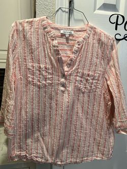 Emily Daniels Striped Henley Top PXL