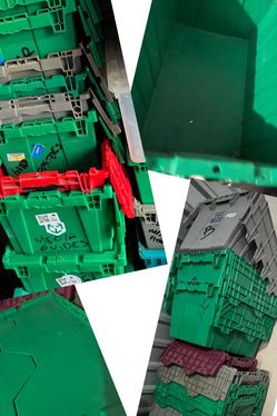 Green heavy duty hard plastic storage bins stackable