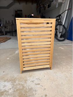 Wooden laundry basket, 17in x 13in x 23in
