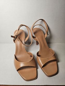 Zara Tan Minimalist Slingback Heels – Nude Strappy Sandals Size Size 41