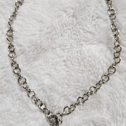17" Sterling Silver Toggle Necklace W/Heart