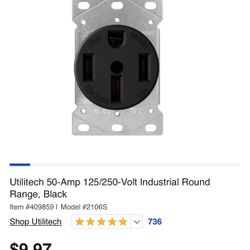 Utilitech 50-Amp 125/250-Volt Industrial Round Range, Black