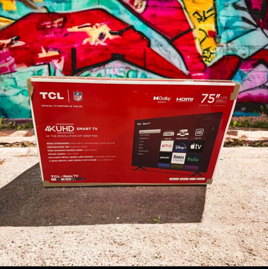 75 “ TCL Roku Smart 4K LED HDR TV
