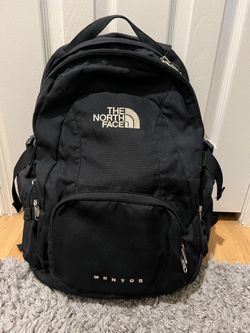The North Face Mentor Black Backpack Camping Hiking School College Work- RARE