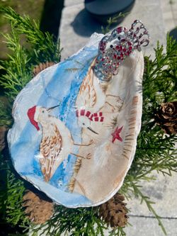 Beautiful xL oyster trinkets 5-6 inches uv resin coated