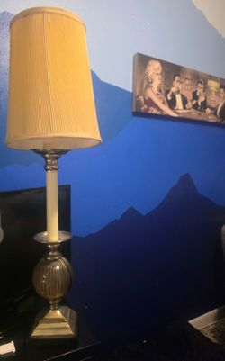 Stiffel Tall Brass Table Lamp with Pleated Shade